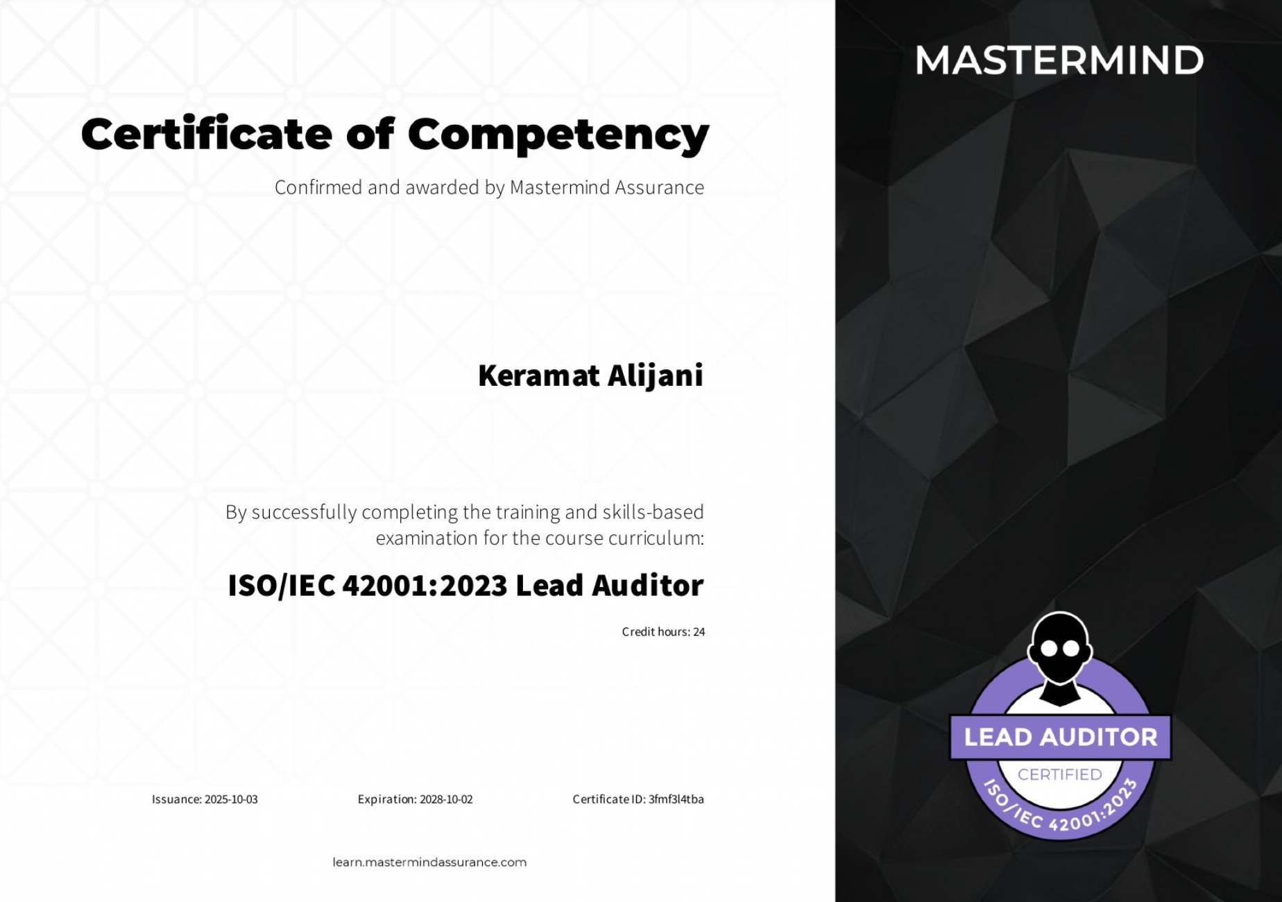 ISO/IEC 42001:2023 Lead Auditor